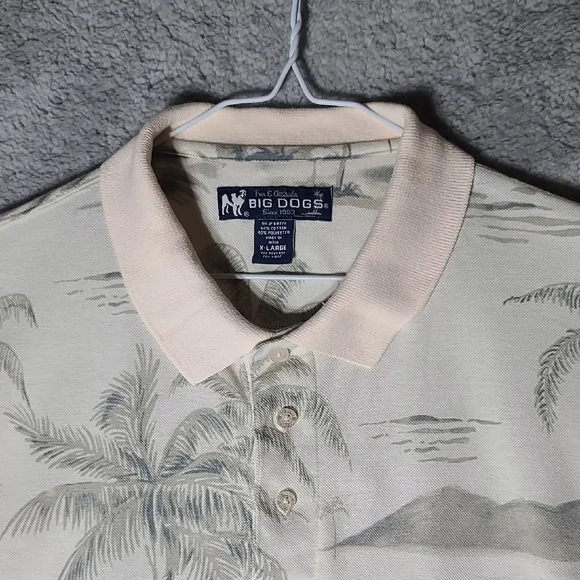 Big Dogs Golfer Print Polo Shirt - Cream - Picture 3 of 8